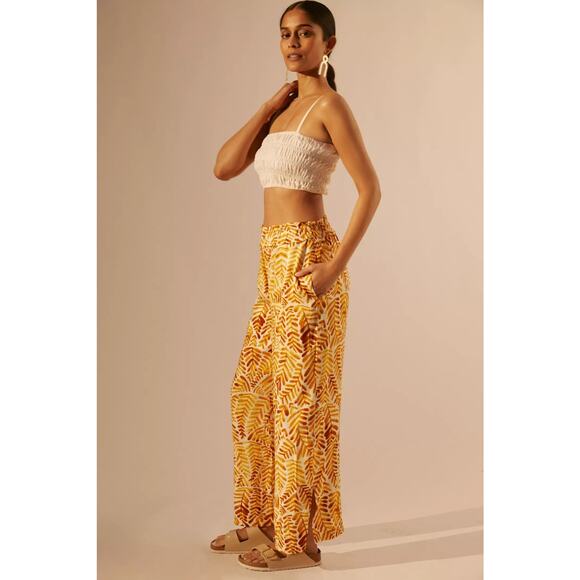 ANTHROPOLOGIE‎ Pull On Printed Pants XL Wide Leg Viscose Vacation Summer Coastal - Picture 8 of 9
